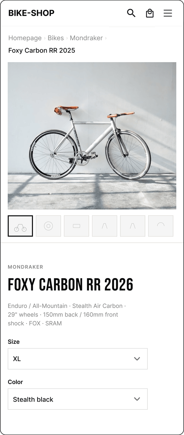 Product page with conversion issues
