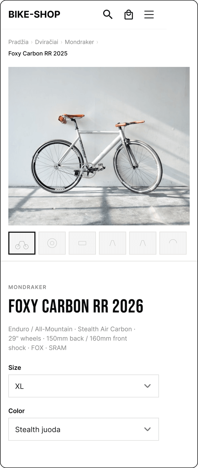 Product page with conversion issues