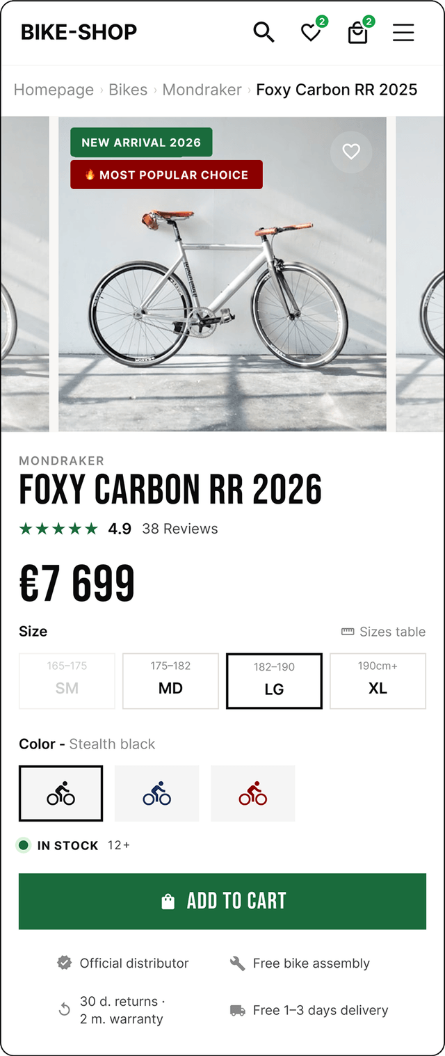 Optimized product page with higher conversions