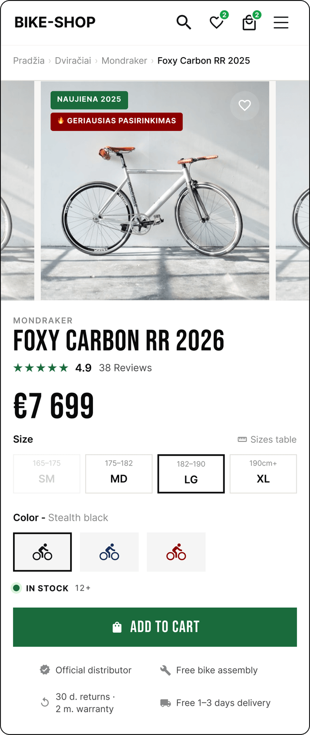 Optimized product page with higher conversions